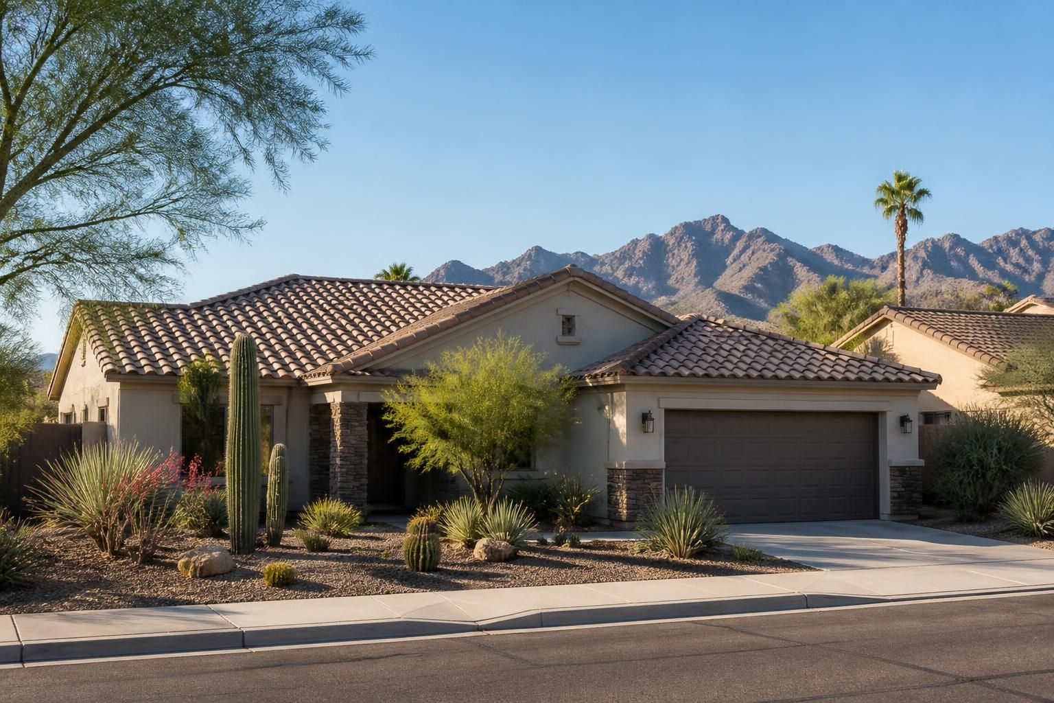 Urban residential homes with rooflines in Phoenix.