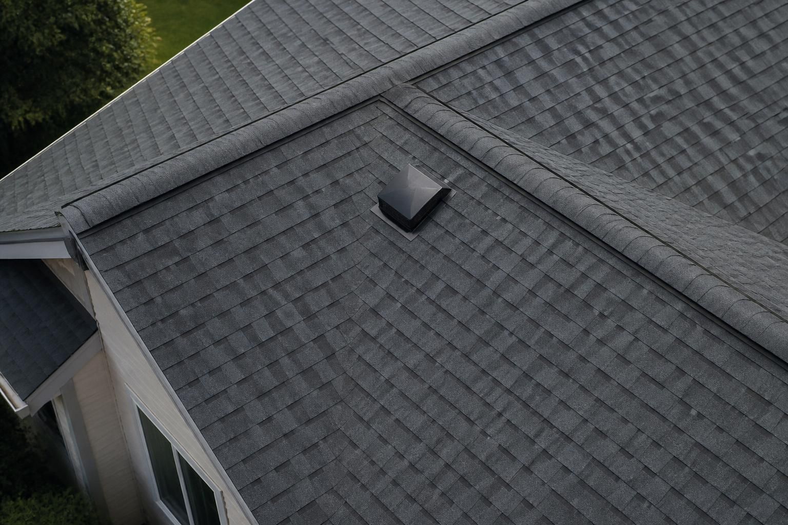 Pristine roof surface viewed from above during inspection.